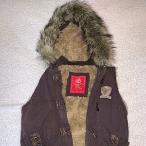 𝅺edc by Esprit Vest w/ Hood Faux Fur Lined Sz SM